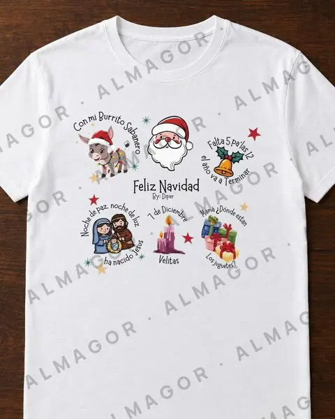 Camiseta navideña CN-17, blanca