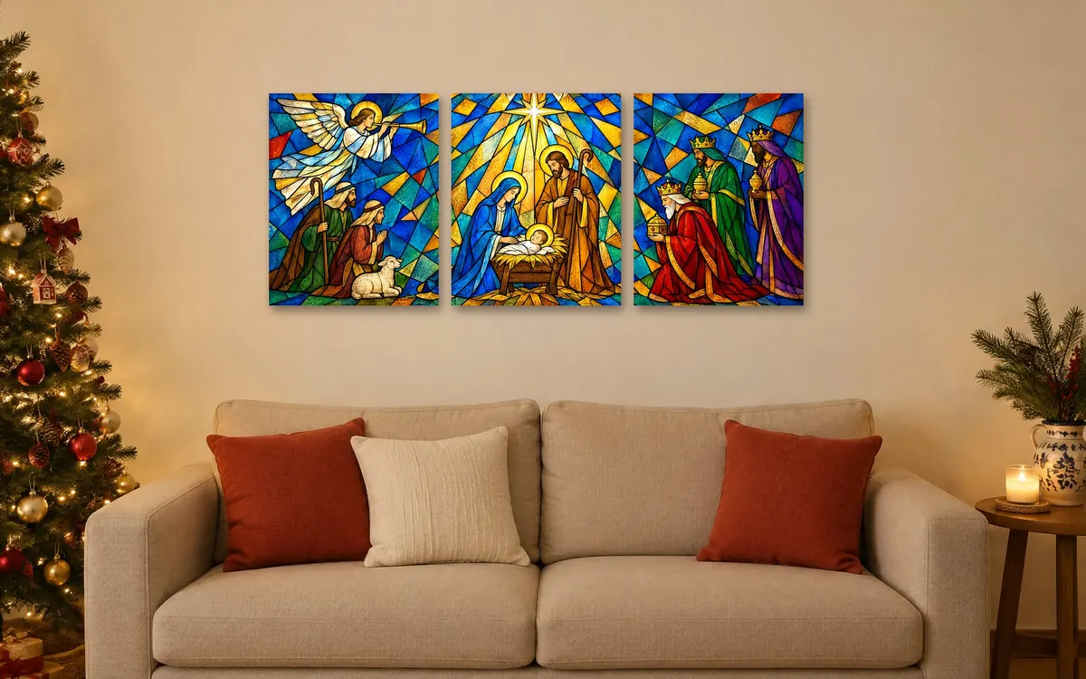 Vitral colgado en una sala
