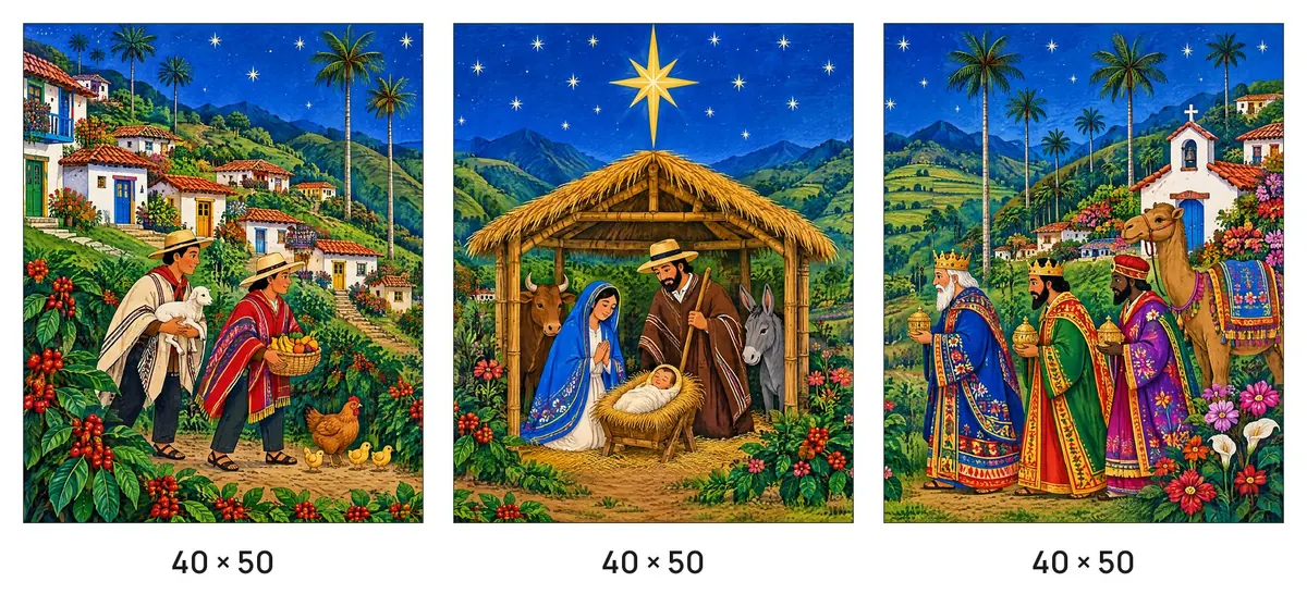 Las piezas de Pesebre de pueblo, con sus medidas