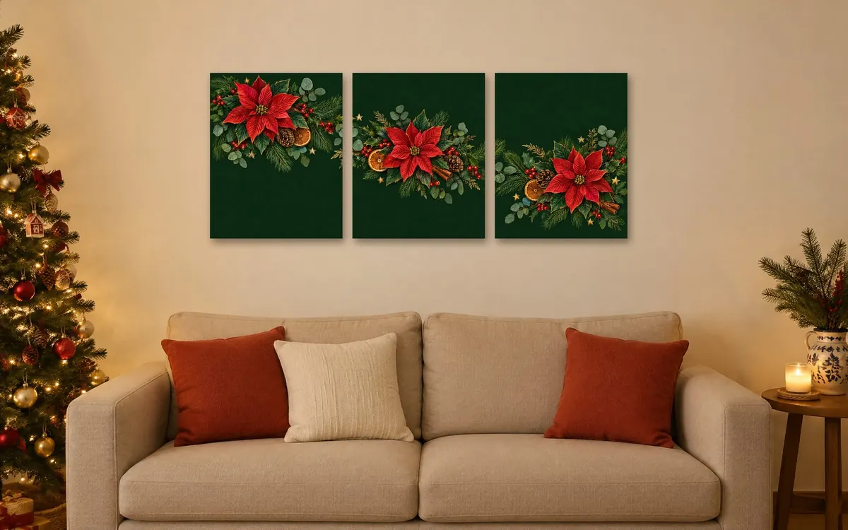 Flor de Navidad colgado en una sala