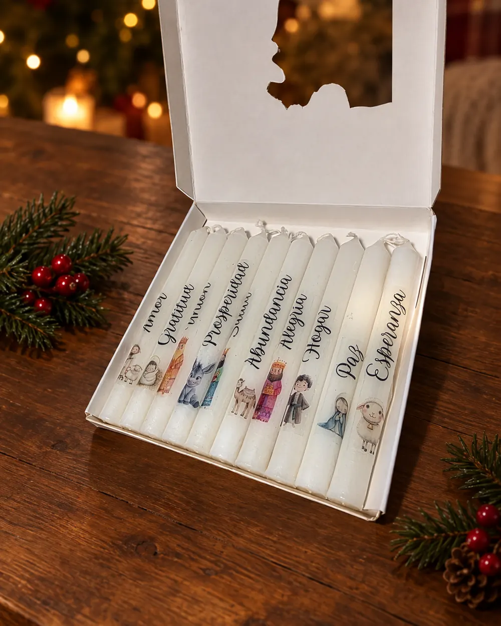 Caja abierta de velas pesebre